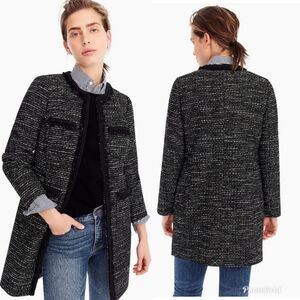 J.Crew Tweed Lurex Lady Coat with Braided Trim - Metallic